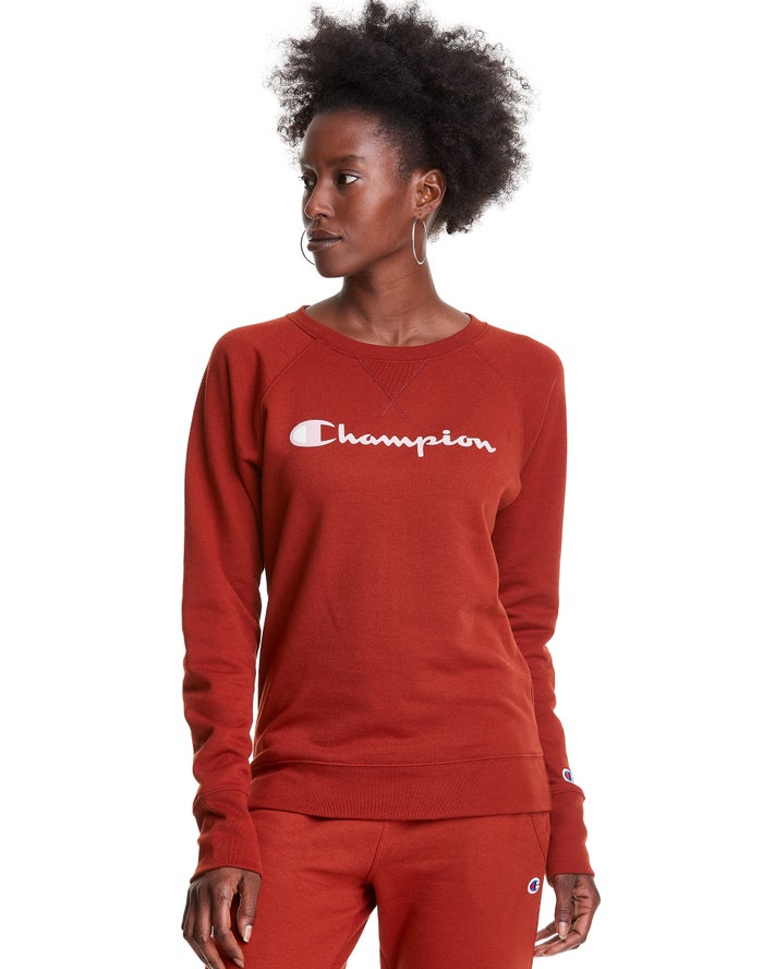 Champion Powerblend Fleece Classic Crew Script Logo Kadın Sweatshirt Kahverengi ( FMAULR716 )